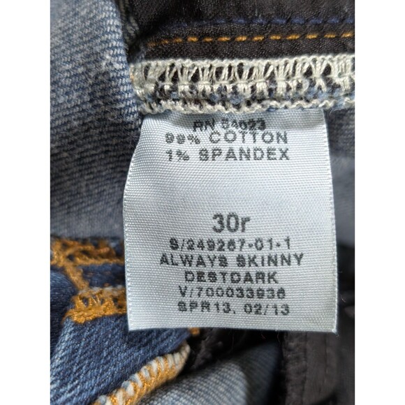 Gap 1969 Always Skinny Jeans Womens 30R Distressed Stretch Ripped Blue Denim - Picture 8 of 12